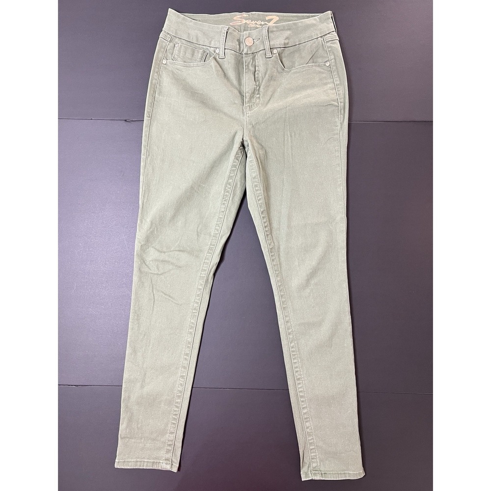 Seven 7 Jeans Tummy Less Highrise Skinny Women's 10 Green Luxury Designer Boho - Picture 2 of 12